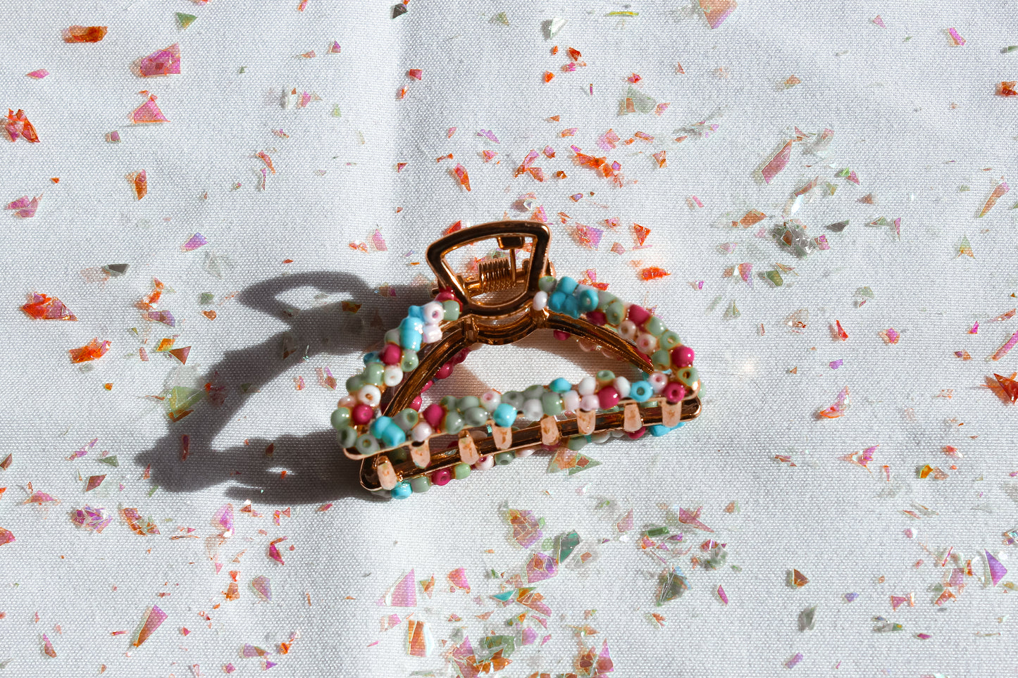 Gold Tropical Mini Beaded Hair Clip