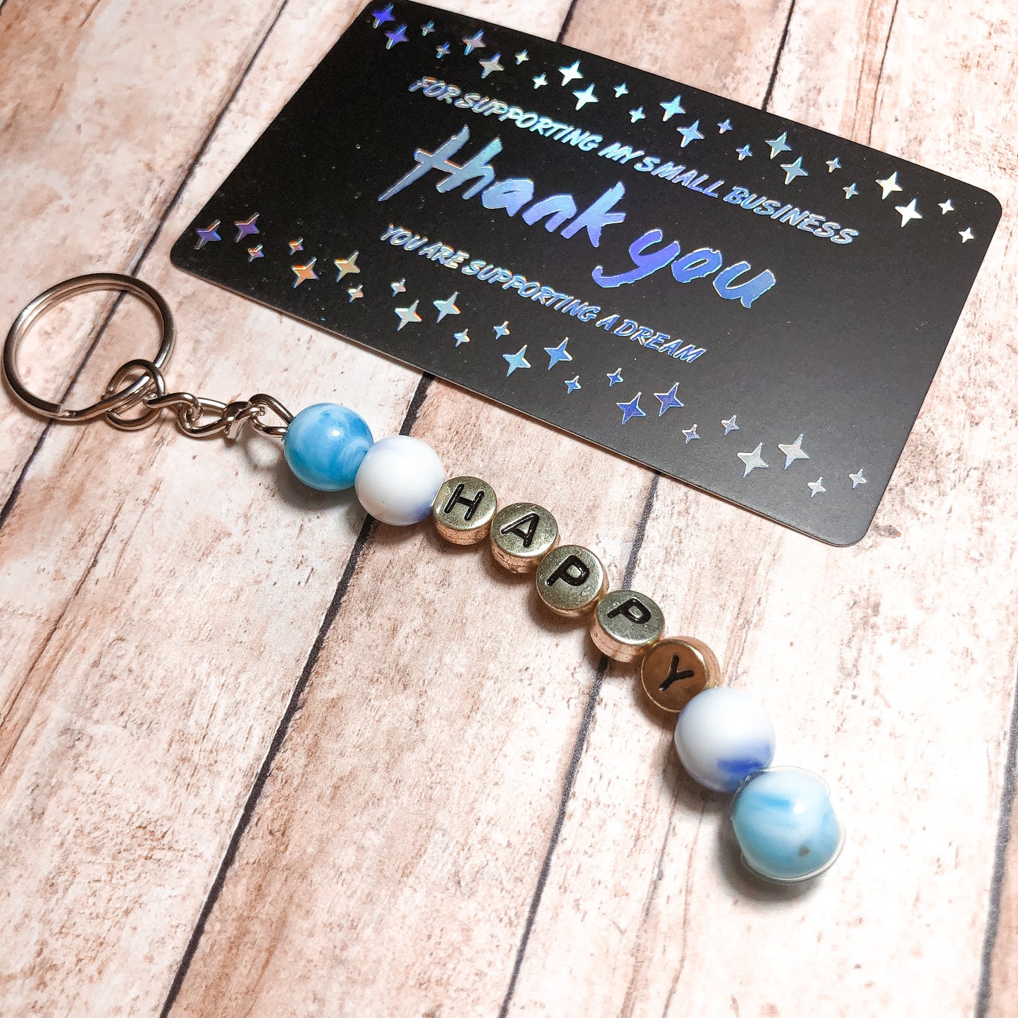 HAPPY Marbled Keychain