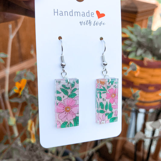 Floral Fling Rectangle Dangle Earrings