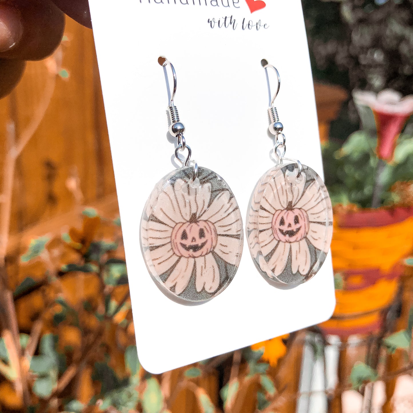 Floral Pink Pumpkin Dangles