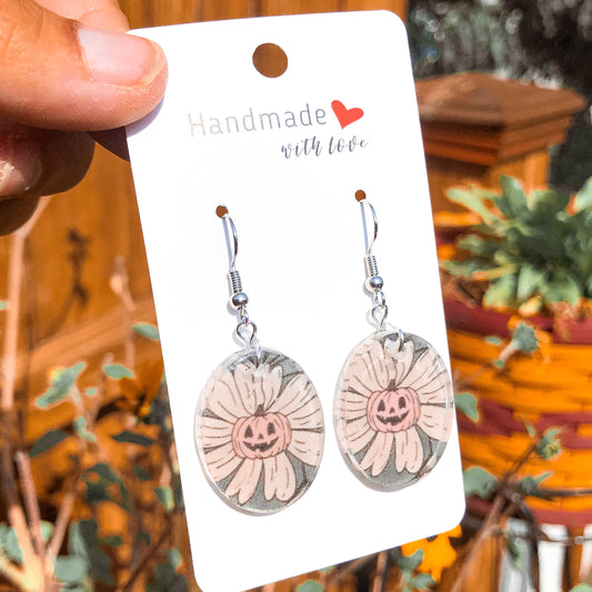 Floral Pink Pumpkin Dangles