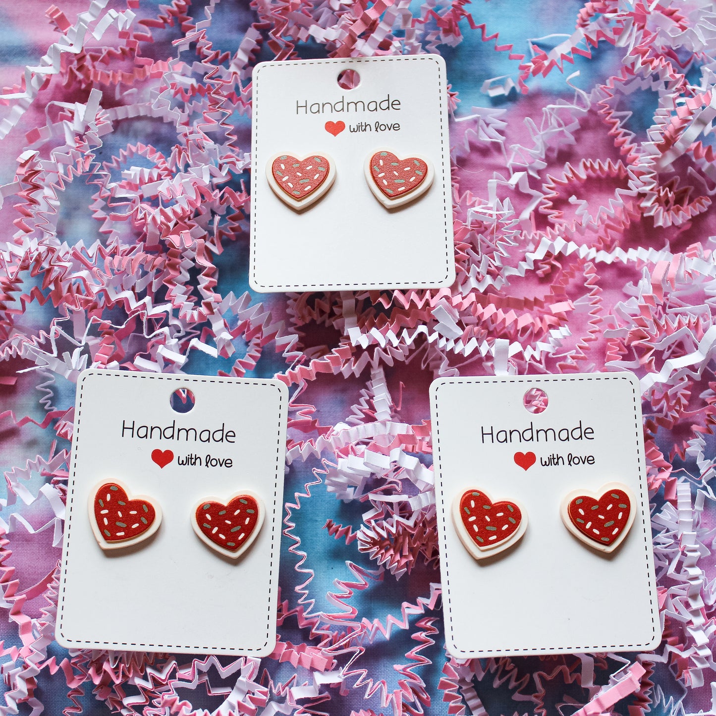 Red Valentines Cookie Studs