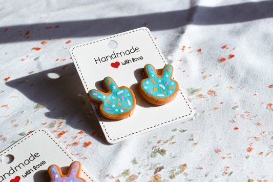 Blue Easter Cookie Studs