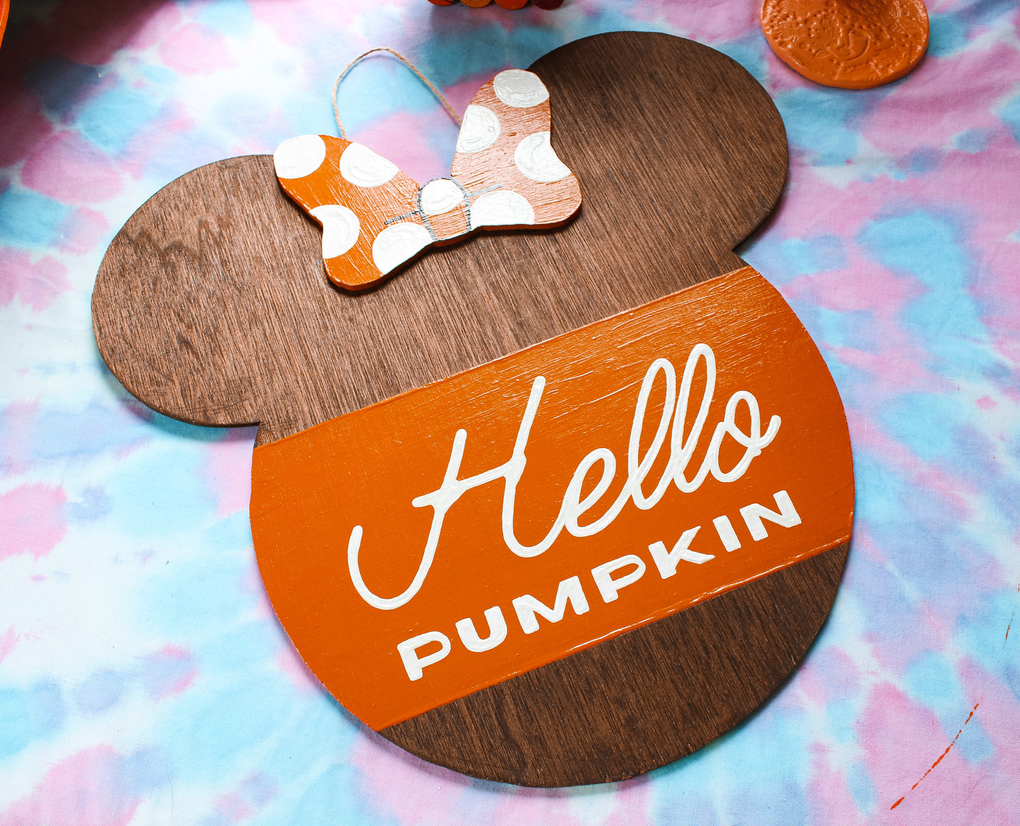 Hello Pumpkin Minnie Mouse Door Hanger/Yard Stake