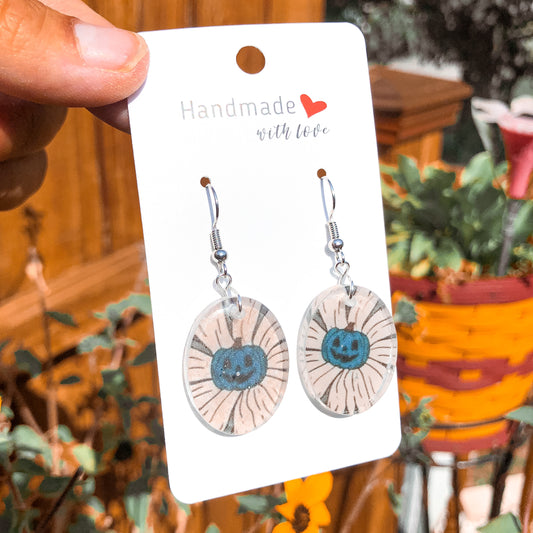 Floral Blue Pumpkin Dangles