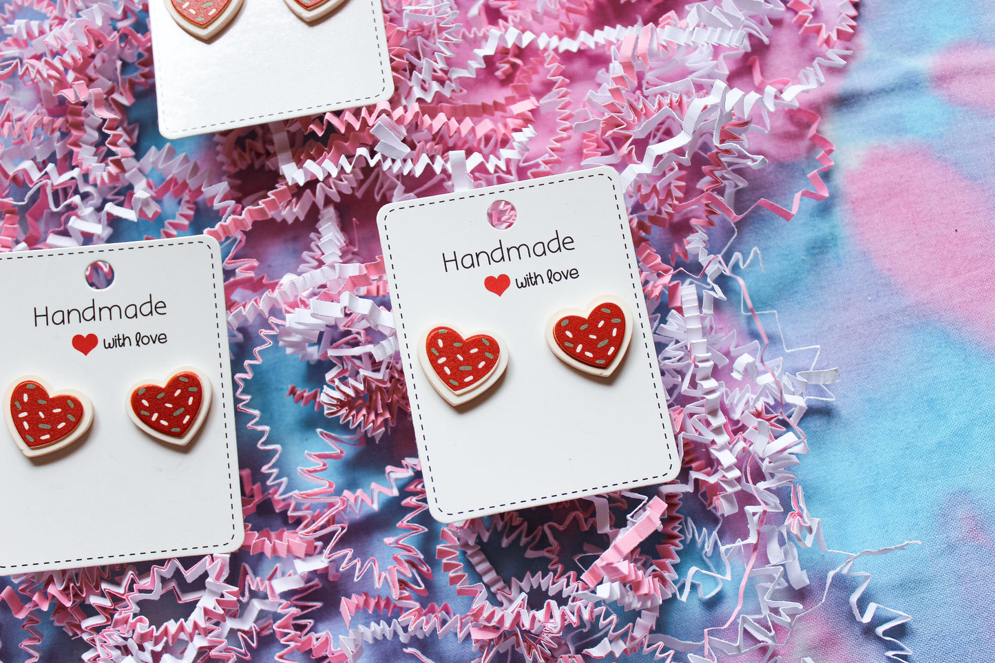 Red Valentines Cookie Studs