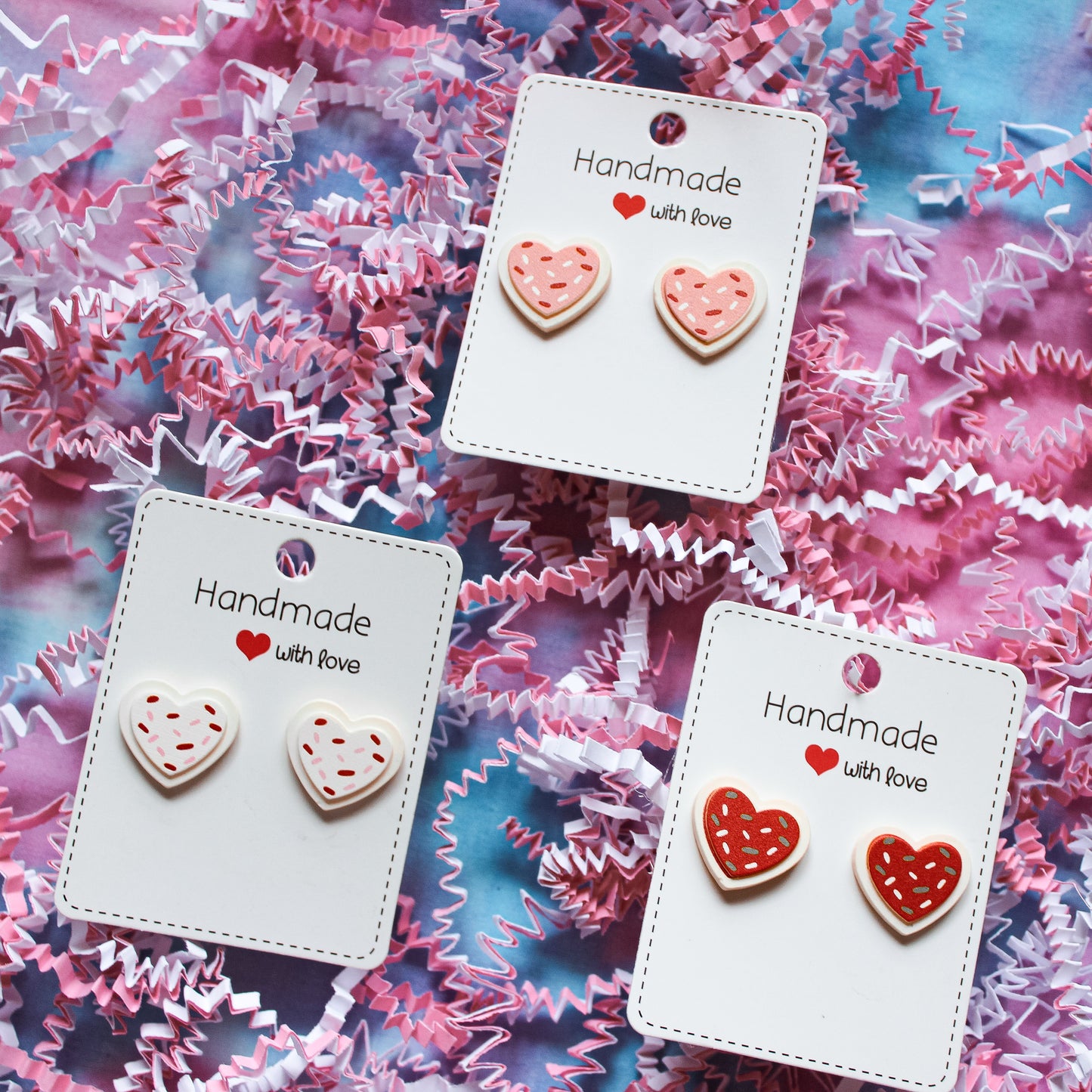 Pink Valentines Cookie Studs