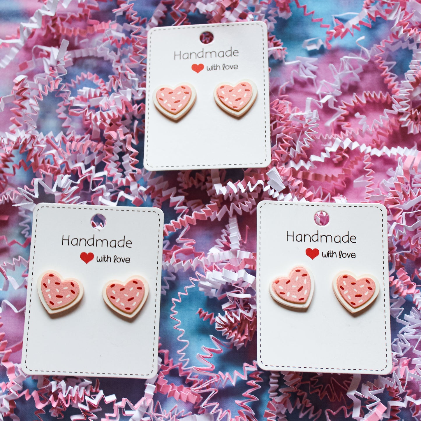 Pink Valentines Cookie Studs