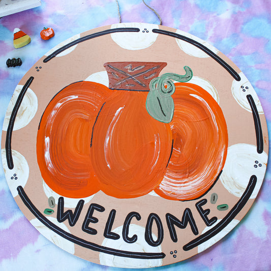 Welcome Pumpkin Door Hanger/Yard Stake