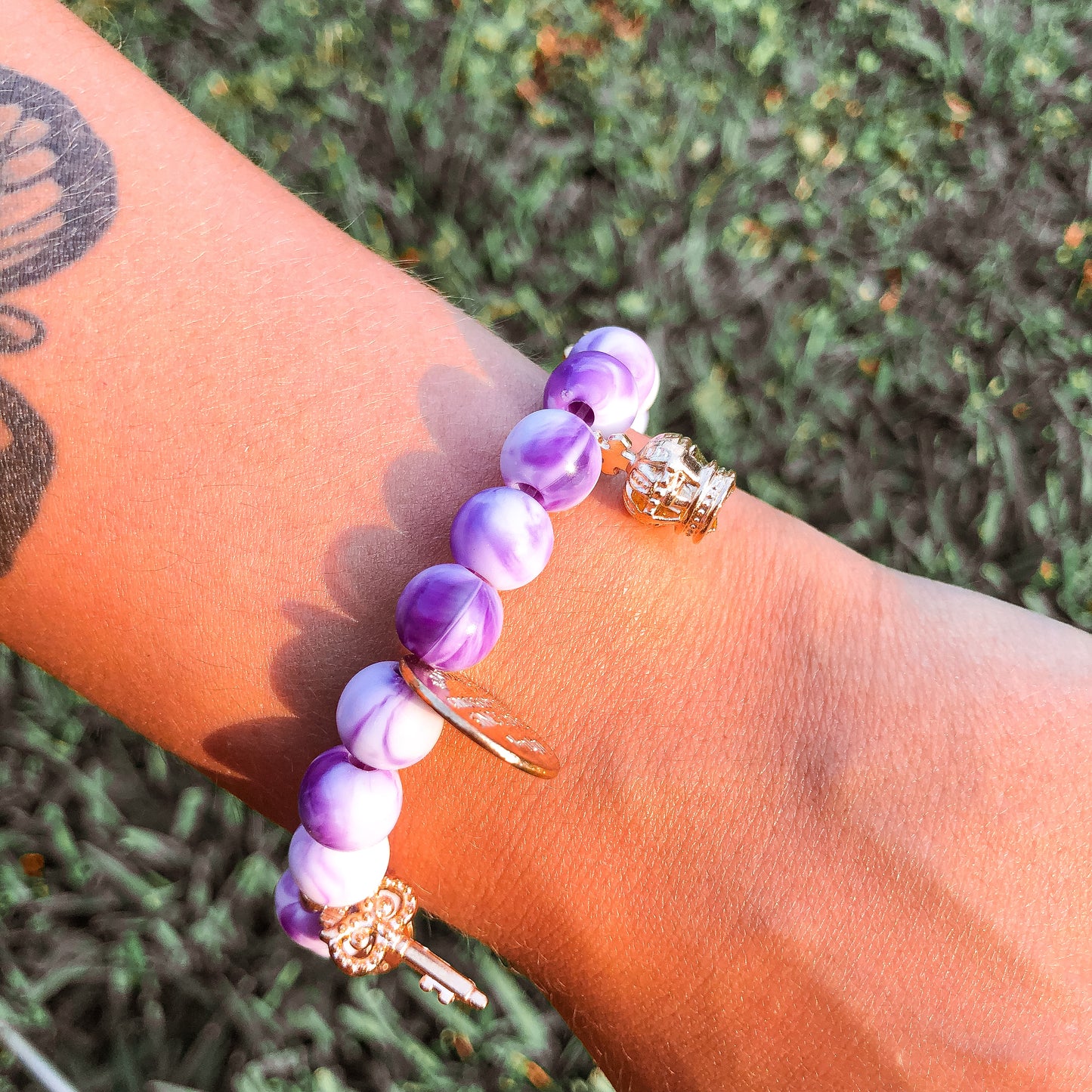 Purple Tie Dye Charm Bracelet