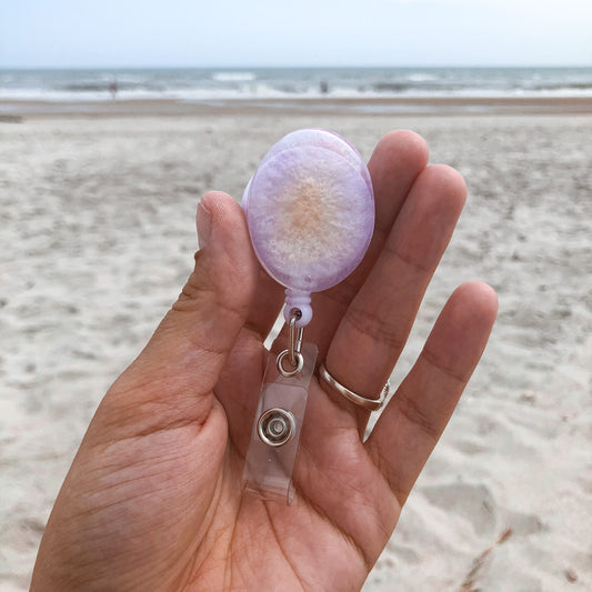 Oval Purple Golden Badge Reel