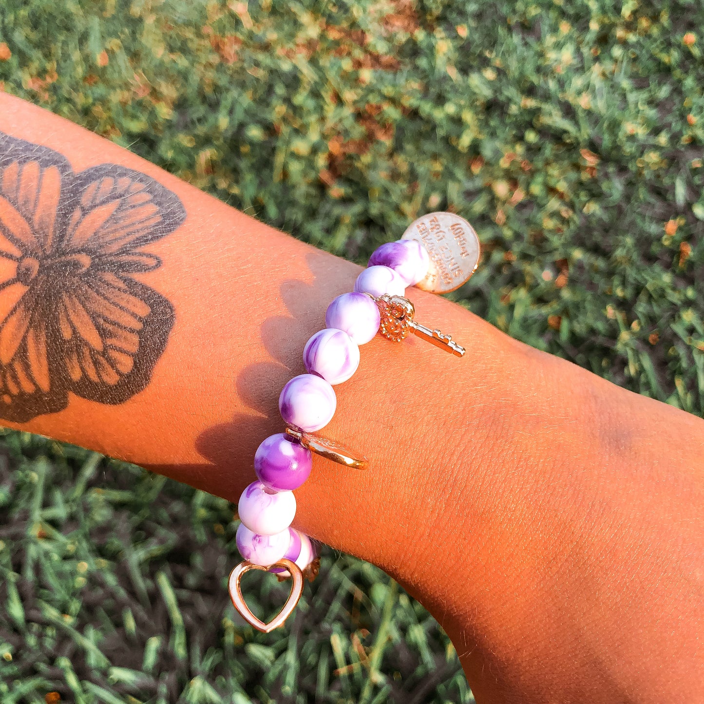 Purple Tie Dye Charm Bracelet