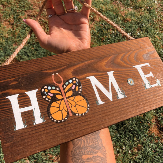 HOME Butterfly Wall Sign