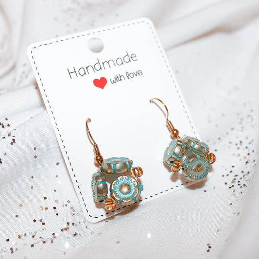 Teal Flower Dangles