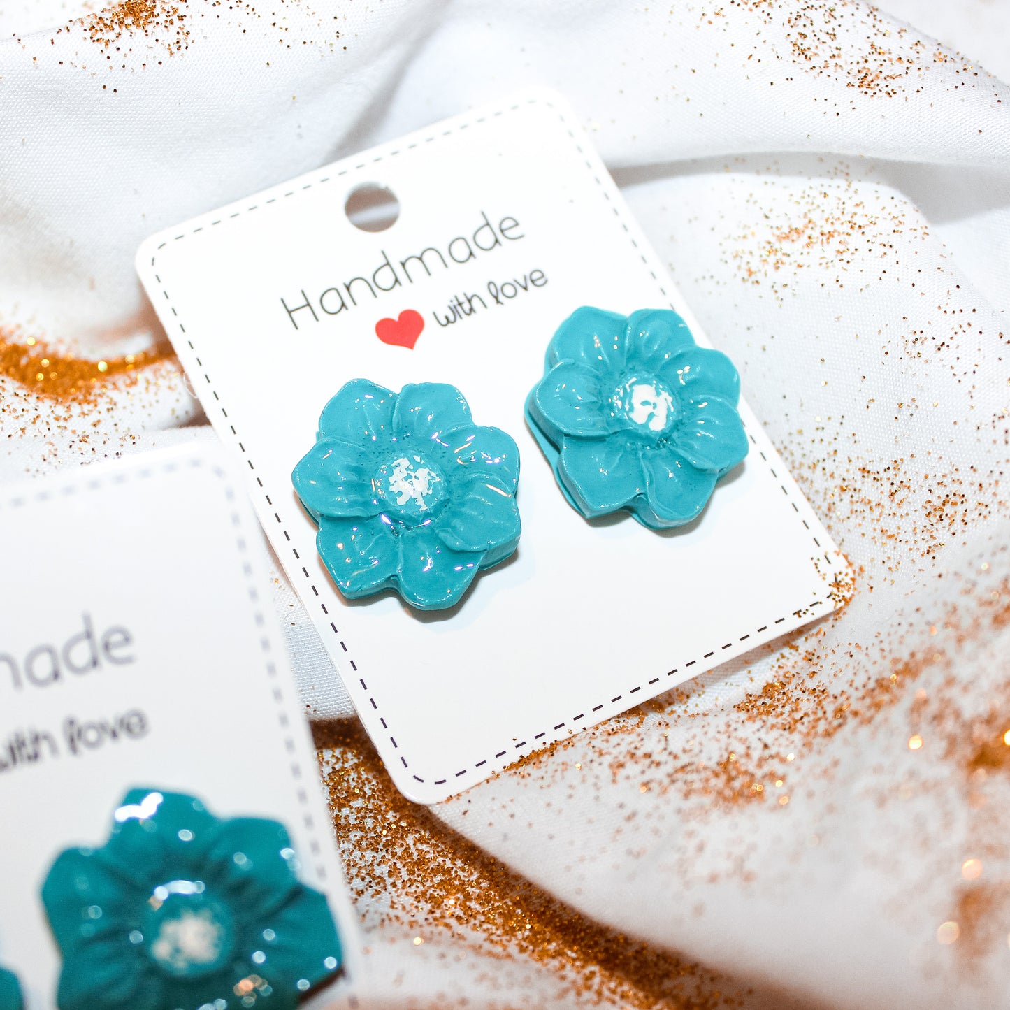 Blue Floral Studs