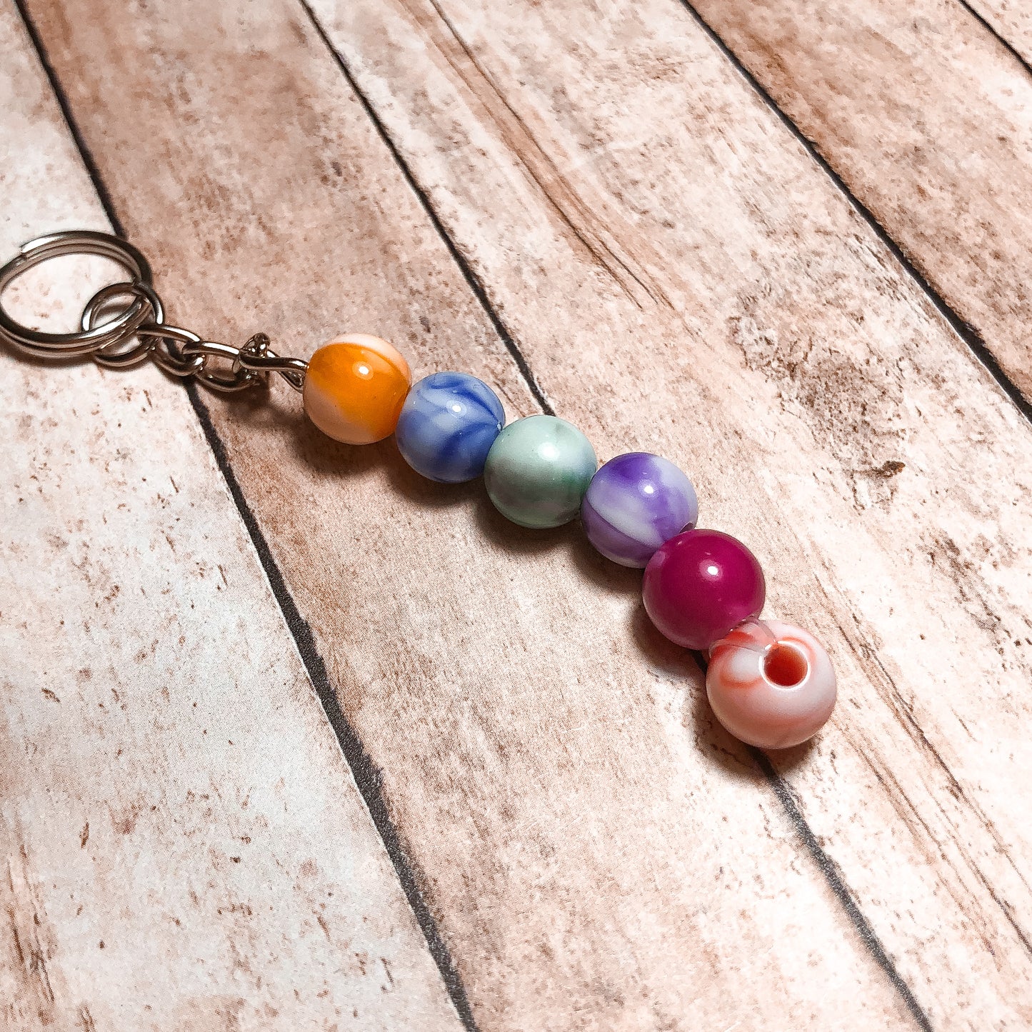 Rainbow Marbled Keychain