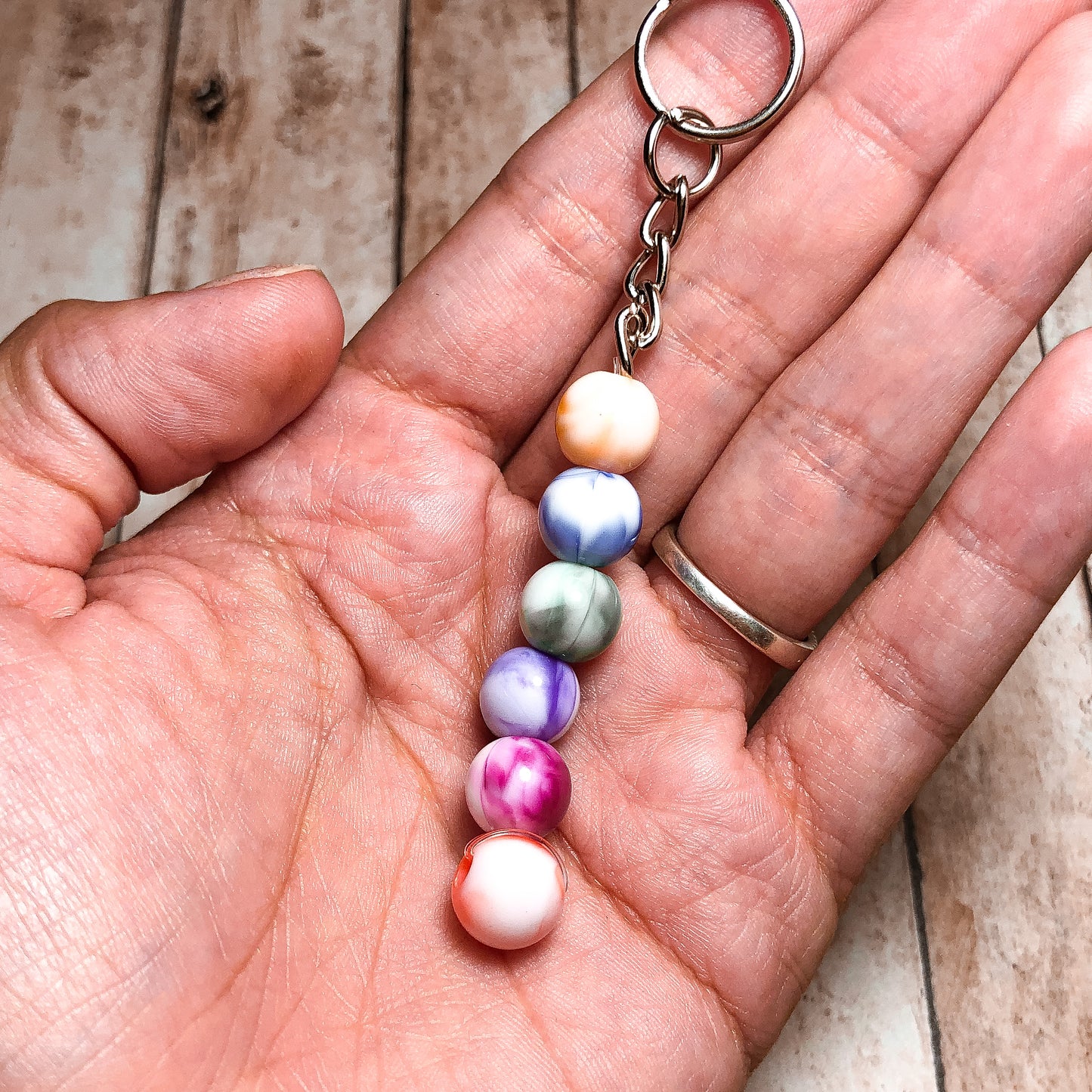 Rainbow Marbled Keychain